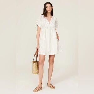 Madewell White and Blue Pinstripe Babydoll Dress